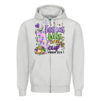 Dove Grey mardi gras jesus fills my cup Zipper Hoodie - MaliasSmallBusiness