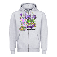 Heather Grey mardi gras jesus fills my cup Zipper Hoodie - MaliasSmallBusiness