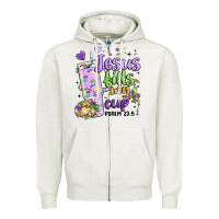 Oatmeal Heather mardi gras jesus fills my cup Zipper Hoodie - MaliasSmallBusiness