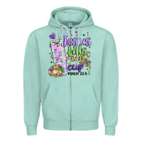 Seafoam mardi gras jesus fills my cup Zipper Hoodie - MaliasSmallBusiness