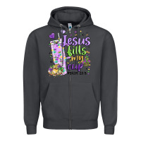 Smoke mardi gras jesus fills my cup Zipper Hoodie - MaliasSmallBusiness