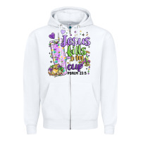 White mardi gras jesus fills my cup Zipper Hoodie - MaliasSmallBusiness