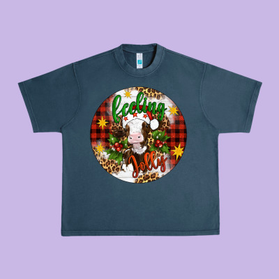 Christmas Feeling Jolly Cow Ornament Urban Heavy Tee Designed By Artiststas