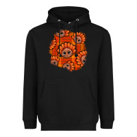 Black Thanksgiving Turkey With Tartan Patch Heavyweight Hoodie - BundleAndBundleShop