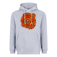 Heather Grey Thanksgiving Turkey With Tartan Patch Heavyweight Hoodie - BundleAndBundleShop