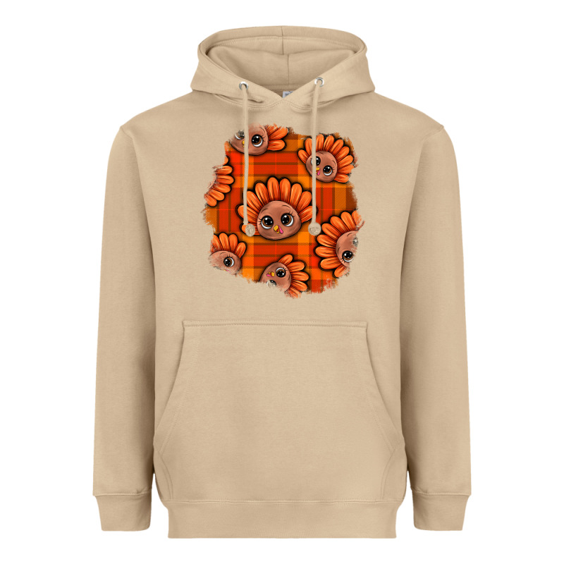 Thanksgiving Turkey With Tartan Patch Heavyweight Hoodie by BundleAndBundleShop | Teevron