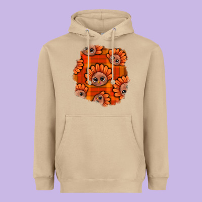Thanksgiving Turkey With Tartan Patch Heavyweight Hoodie Designed By Bundleandbundleshop