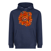 Navy Thanksgiving Turkey With Tartan Patch Heavyweight Hoodie - BundleAndBundleShop