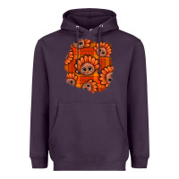 Plum Thanksgiving Turkey With Tartan Patch Heavyweight Hoodie - BundleAndBundleShop