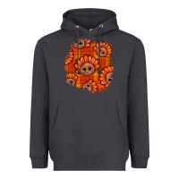 Smoke Thanksgiving Turkey With Tartan Patch Heavyweight Hoodie - BundleAndBundleShop