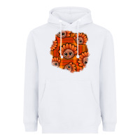 White Thanksgiving Turkey With Tartan Patch Heavyweight Hoodie - BundleAndBundleShop