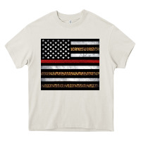 Cream thin red line American flag leopard Heavy Core Tee - Artiststas