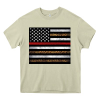 Mossy thin red line American flag leopard Heavy Core Tee - Artiststas