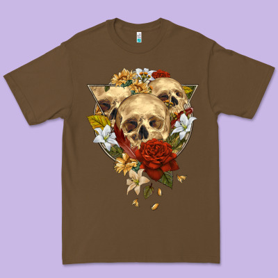 Premium Tee Triangle Flower Skeletons