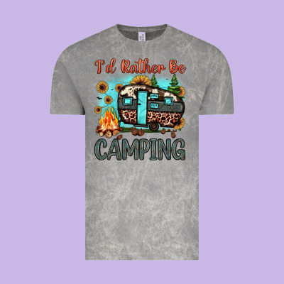 I'd Rather Be Camping Vintage Tee Designed By Jahusdesignshop
