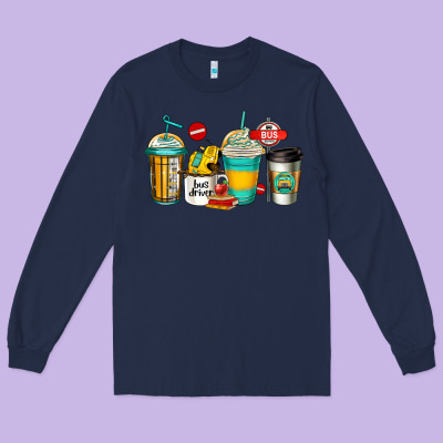 School Bus Driver Coffee Cups Long Sleeve Tee Designed By Jasminsmagicworld