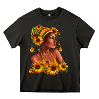 Asphalt Afro American woman sunflowers Heavy Core Tee - RanaPortraitStore