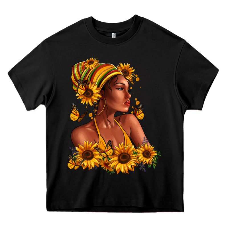 Afro American Woman Sunflowers Heavy Core Tee by RanaPortraitStore | Teevron