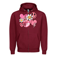 Burgundy retro valentines day Zipper Hoodie - MaliasSmallBusiness