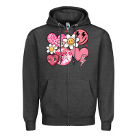 Charcoal Heather retro valentines day Zipper Hoodie - MaliasSmallBusiness