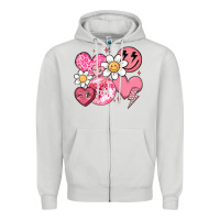 Dove Grey retro valentines day Zipper Hoodie - MaliasSmallBusiness