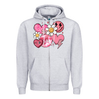 Heather Grey retro valentines day Zipper Hoodie - MaliasSmallBusiness