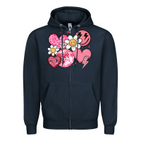 Navy retro valentines day Zipper Hoodie - MaliasSmallBusiness