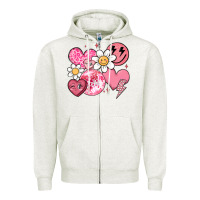Oatmeal Heather retro valentines day Zipper Hoodie - MaliasSmallBusiness
