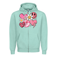 Seafoam retro valentines day Zipper Hoodie - MaliasSmallBusiness