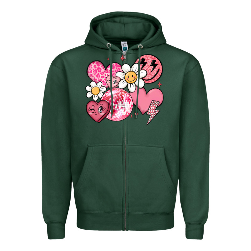 Retro Valentines Day Zipper Hoodie by MaliasSmallBusiness | Teevron
