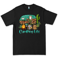 Black camping life caravan and gnome Premium Tee - BarkalooDesign
