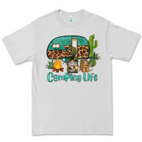 Dove Grey camping life caravan and gnome Premium Tee - BarkalooDesign