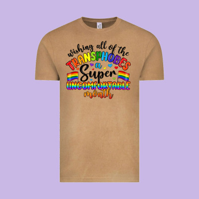 Wishing All Of The Transphobes Uncomfortable Month Vintage Tee Designed By Artiststas
