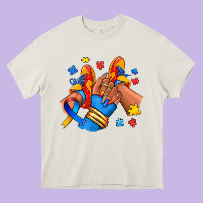 Heavy Core Tee Autism afro girl sneakers