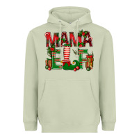 Matcha Christmas Mama Elf Heavyweight Hoodie - BundleAndBundleShop