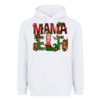 White Christmas Mama Elf Heavyweight Hoodie - BundleAndBundleShop