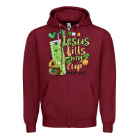 Burgundy st. patricks day jesus fills my cup Zipper Hoodie - MaliasSmallBusiness