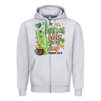 Heather Grey st. patricks day jesus fills my cup Zipper Hoodie - MaliasSmallBusiness