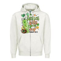 Oatmeal Heather st. patricks day jesus fills my cup Zipper Hoodie - MaliasSmallBusiness