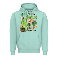 Seafoam st. patricks day jesus fills my cup Zipper Hoodie - MaliasSmallBusiness
