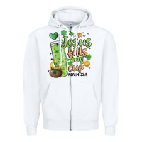 White st. patricks day jesus fills my cup Zipper Hoodie - MaliasSmallBusiness
