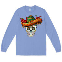Colony Blue cinco de mayo sombrero skull Long Sleeve Tee - BarkalooDesign