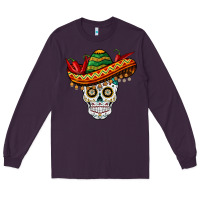 Plum cinco de mayo sombrero skull Long Sleeve Tee - BarkalooDesign