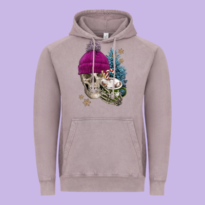 Winter Skeleton Skull Vintage Hoodie Designed By Fadigitalartstudio