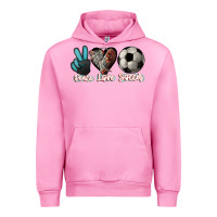 Fuchsia Pink Peace love Soccer Urban Hoodie - HowdyJamesFarm
