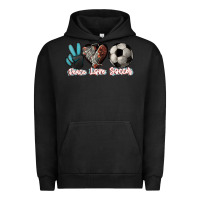 Pigment Black Peace love Soccer Urban Hoodie - HowdyJamesFarm