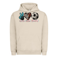 Pigment French Oak Peace love Soccer Urban Hoodie - HowdyJamesFarm