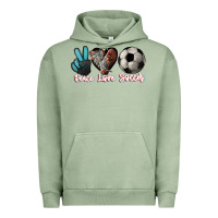 Pigment Oil Green Peace love Soccer Urban Hoodie - HowdyJamesFarm