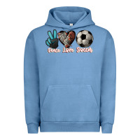 Pigment Pebble Blue Peace love Soccer Urban Hoodie - HowdyJamesFarm