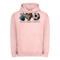 Pigment Salmon Peace love Soccer Urban Hoodie - HowdyJamesFarm